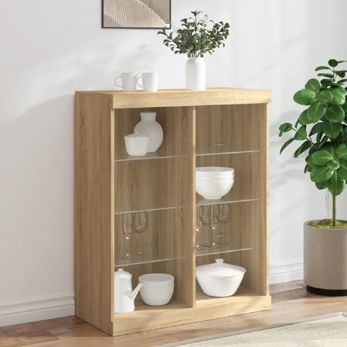 vidaXL Buffet LED Chêne Sonoma - vue 3