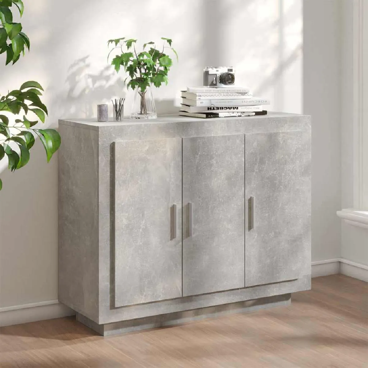 Non Communiqué Gris Béton Buffet 92X35x75 Cm Bois D Ingénierie - Image 3