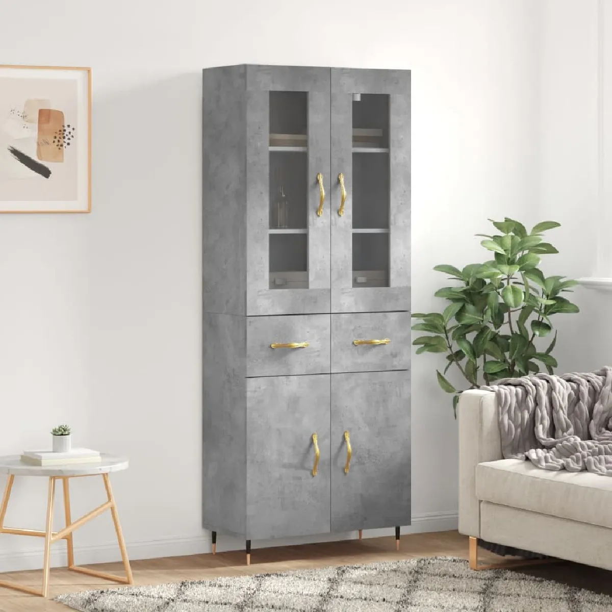 vidaXL Buffet haut béton 180 cm