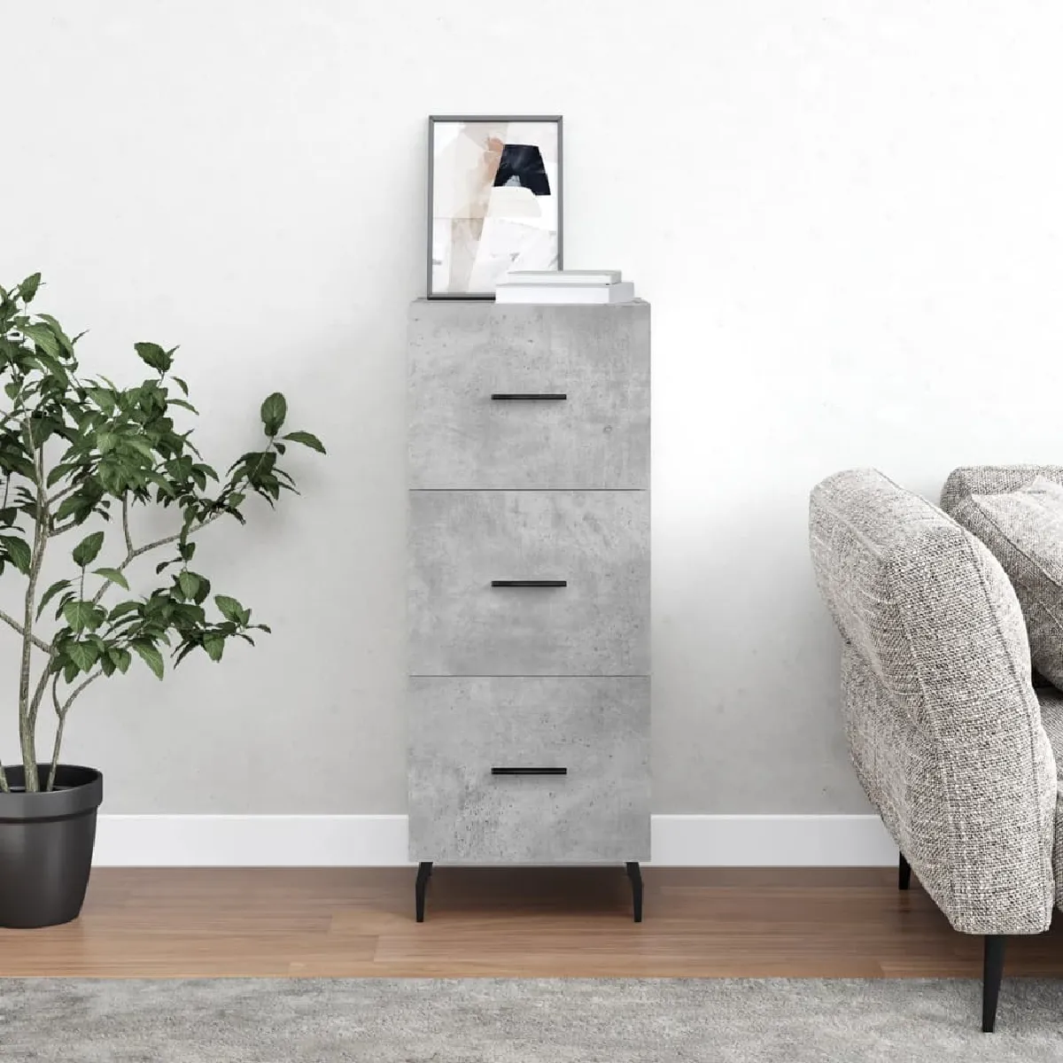 Vidaxl Buffet Gris Béton 34,5x34x90cm