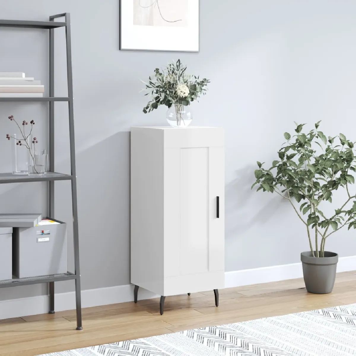 Non Communiqué Blanc Vidaxl Buffet Brillant 34,5X34x90 Cm Bois D'ingénierie830462 - Image 3