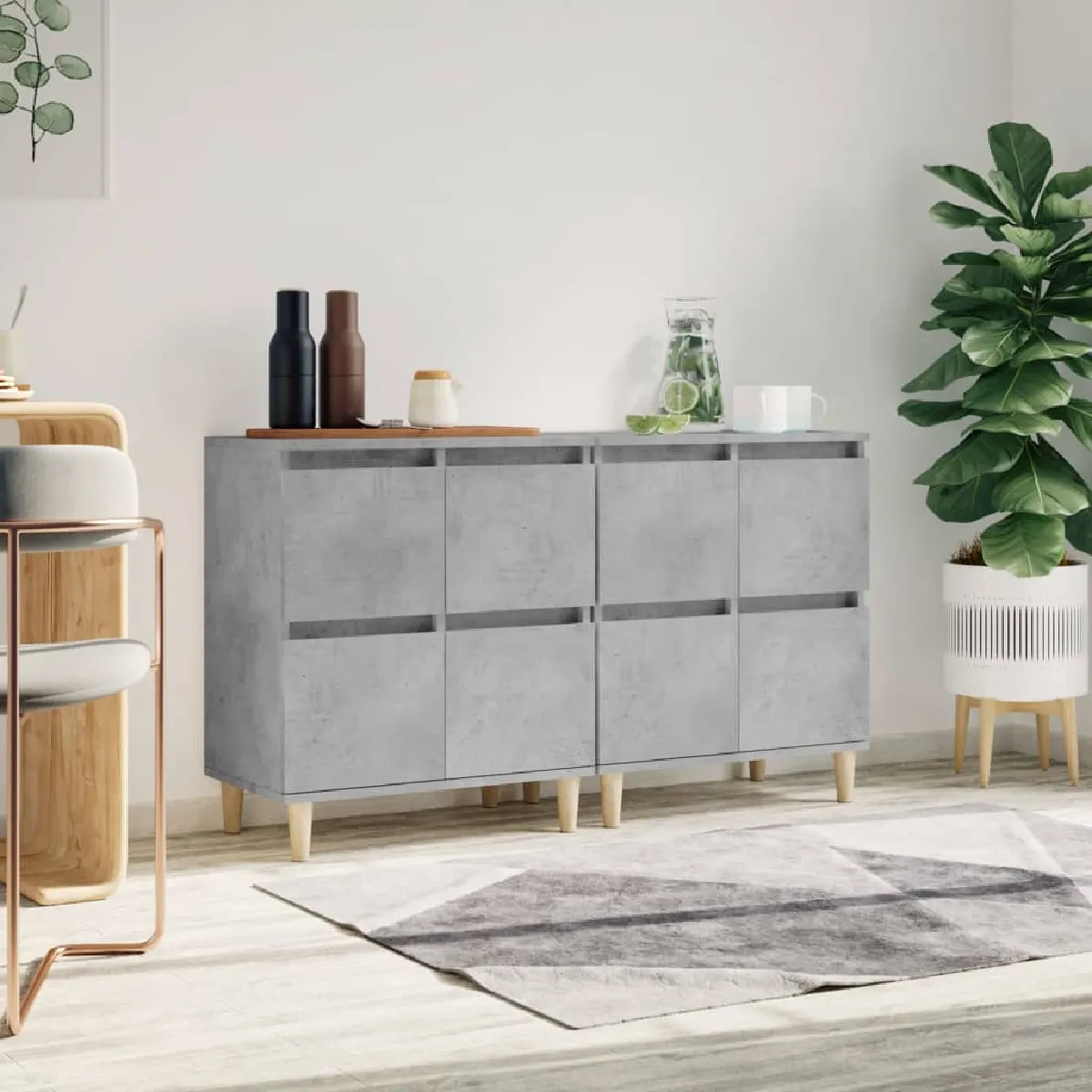 Non Communiqué Gris Vidaxl Buffets 2 Pcs Béton 60X35x70 Cm Bois D'ingénierie3185755 - Image 3
