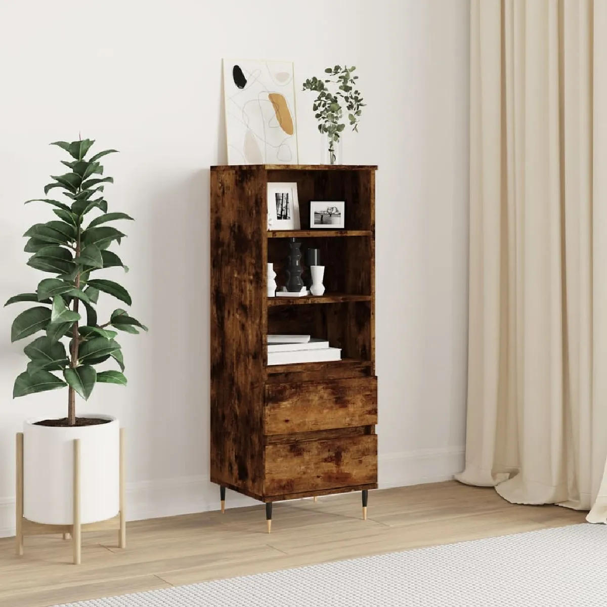 vidaXL Buffet haut 40x36x110 cm Chêne fumé