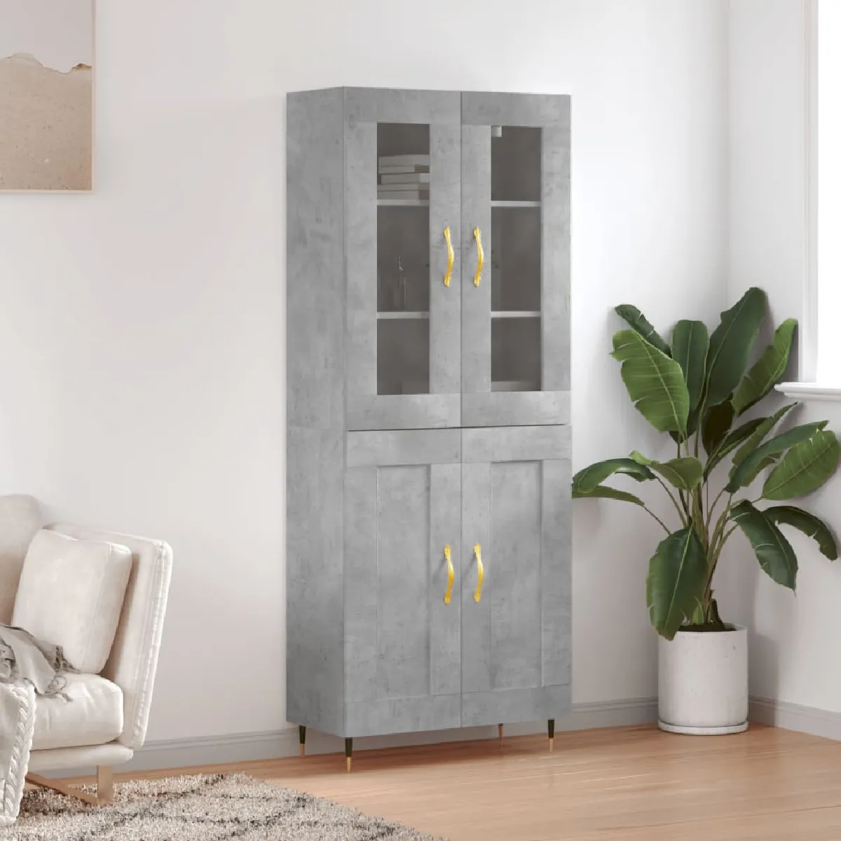 vidaXL - Buffet Haut - Armoire de Rangement - Moderne - Gris - Image 3