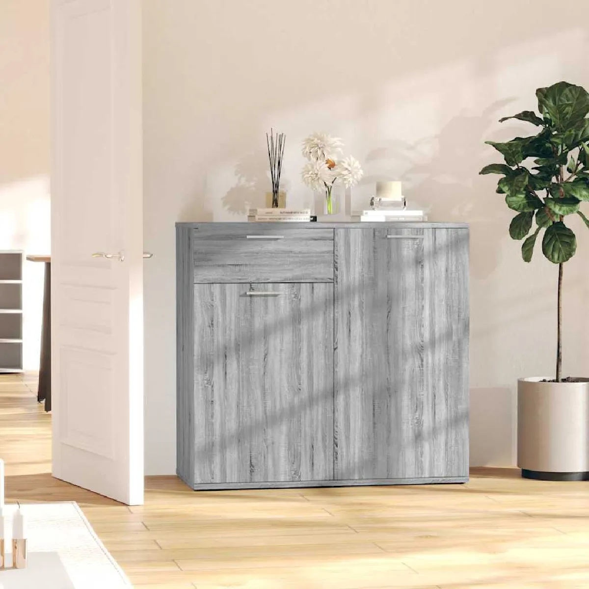 Non Communiqué Sonoma Gris Buffet 80X36x75 Cm Bois D Ingénierie - Image 3