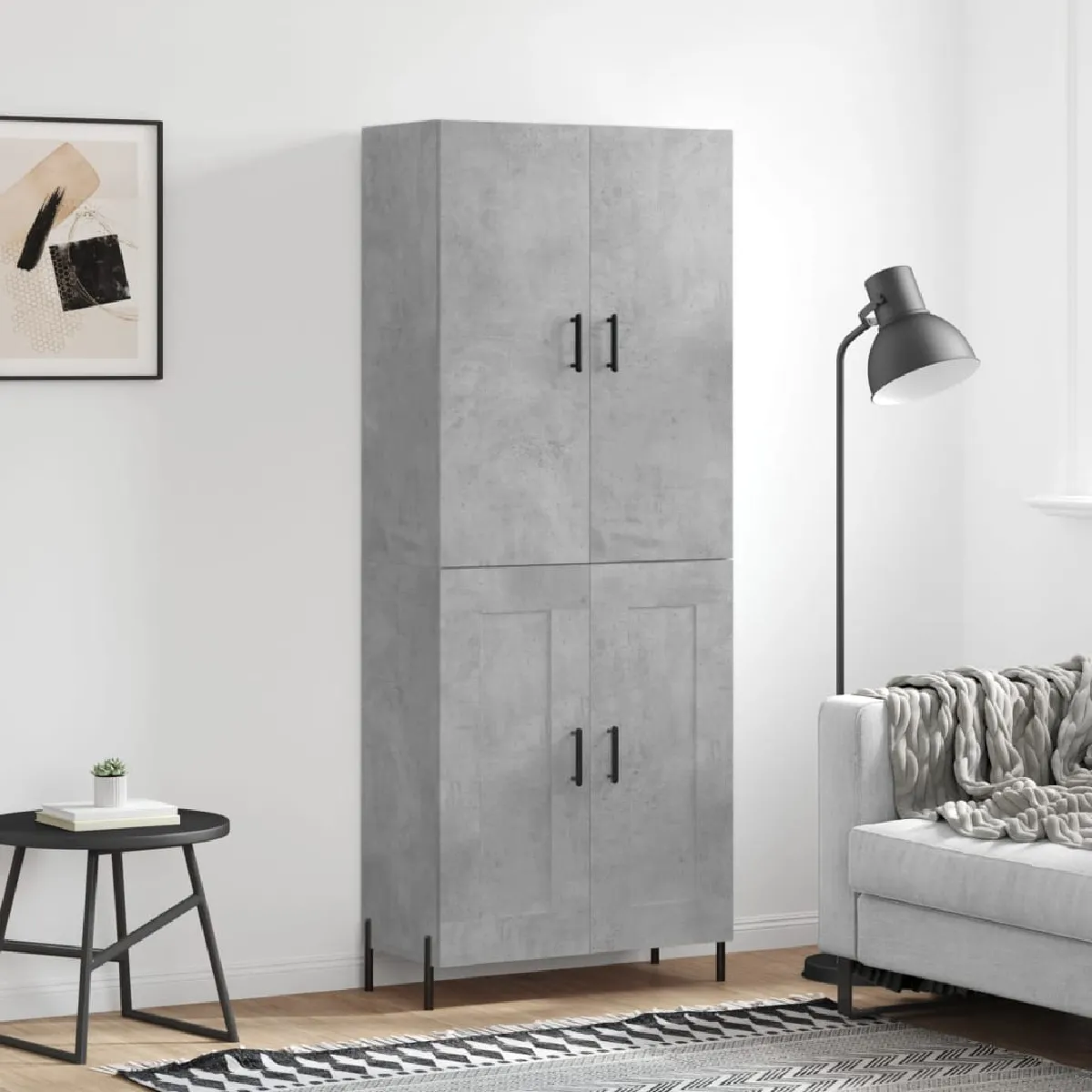 vidaXL Buffet haut Gris béton 69,5x34x180 cm