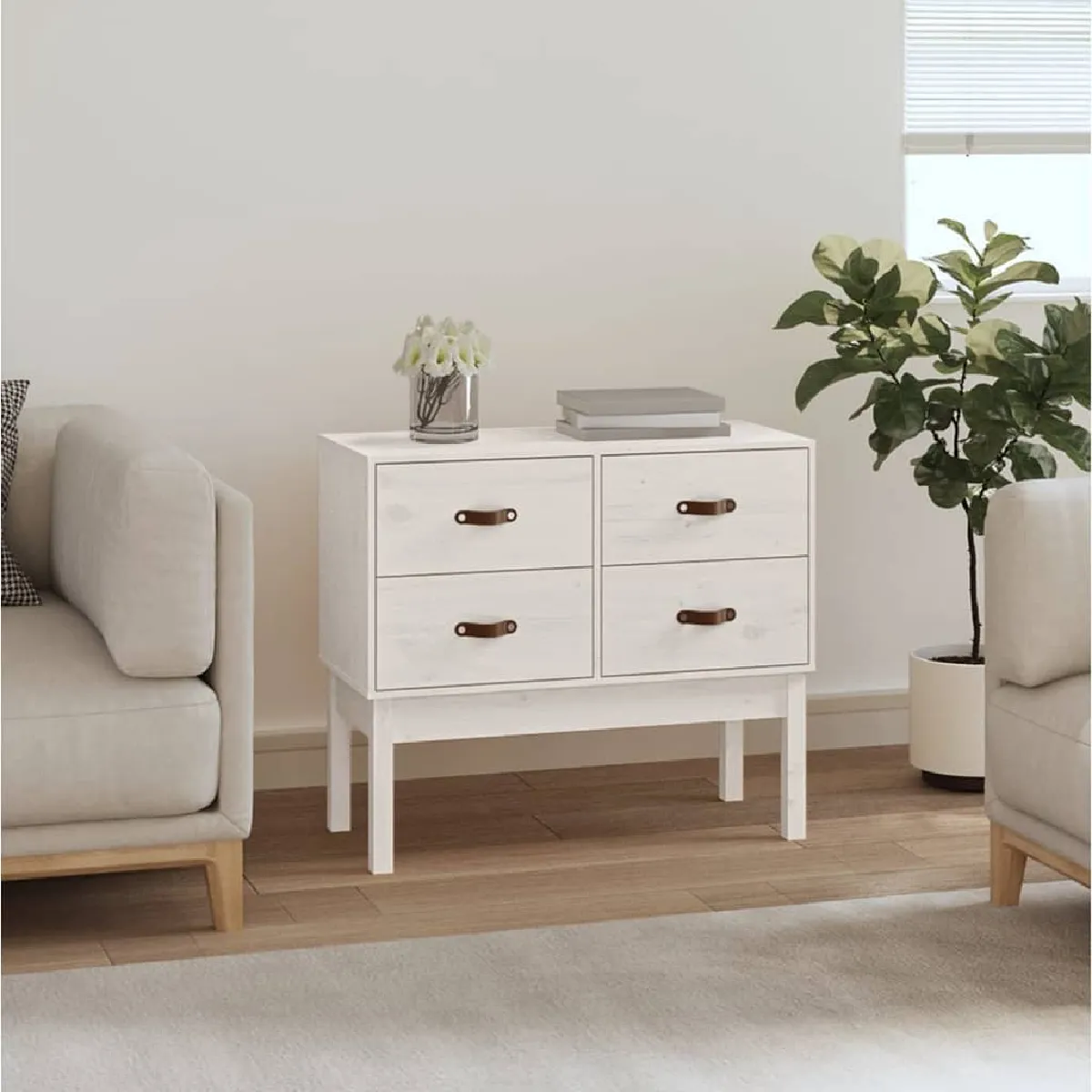 vidaXL - Console - Pin - Blanc - 90x40x78 cm - Image 2