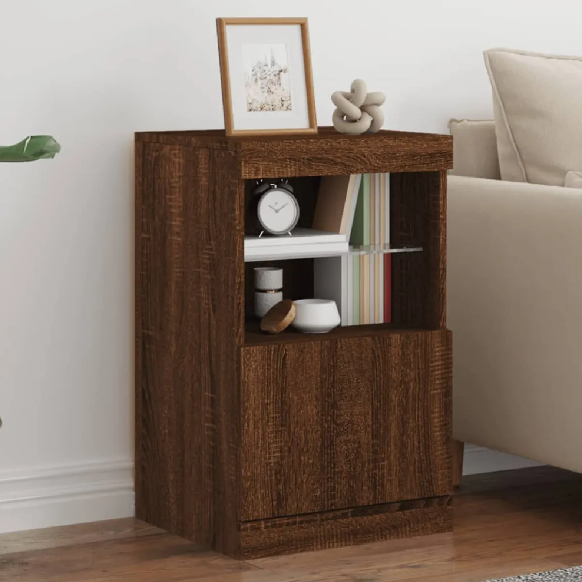 Non Communiqué Marron Vidaxl Buffet Avec Lumières Led Chêne 41X37x67 Cm836685 - Image 3