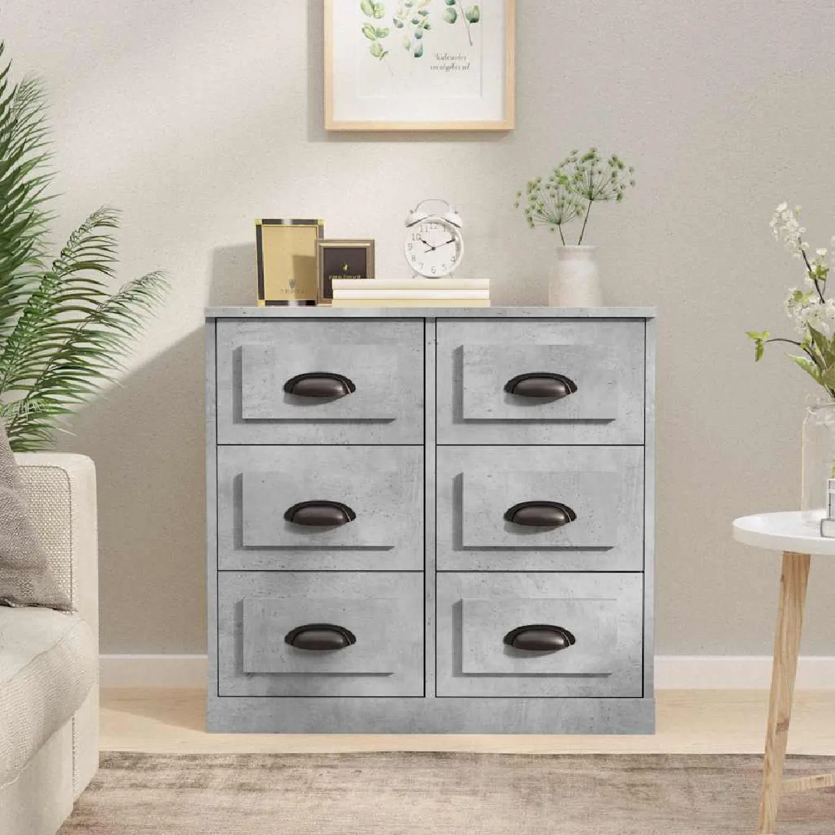 VIDAXL - Buffet - Gris Béton - 70x35,5x67,5 cm - Image 2