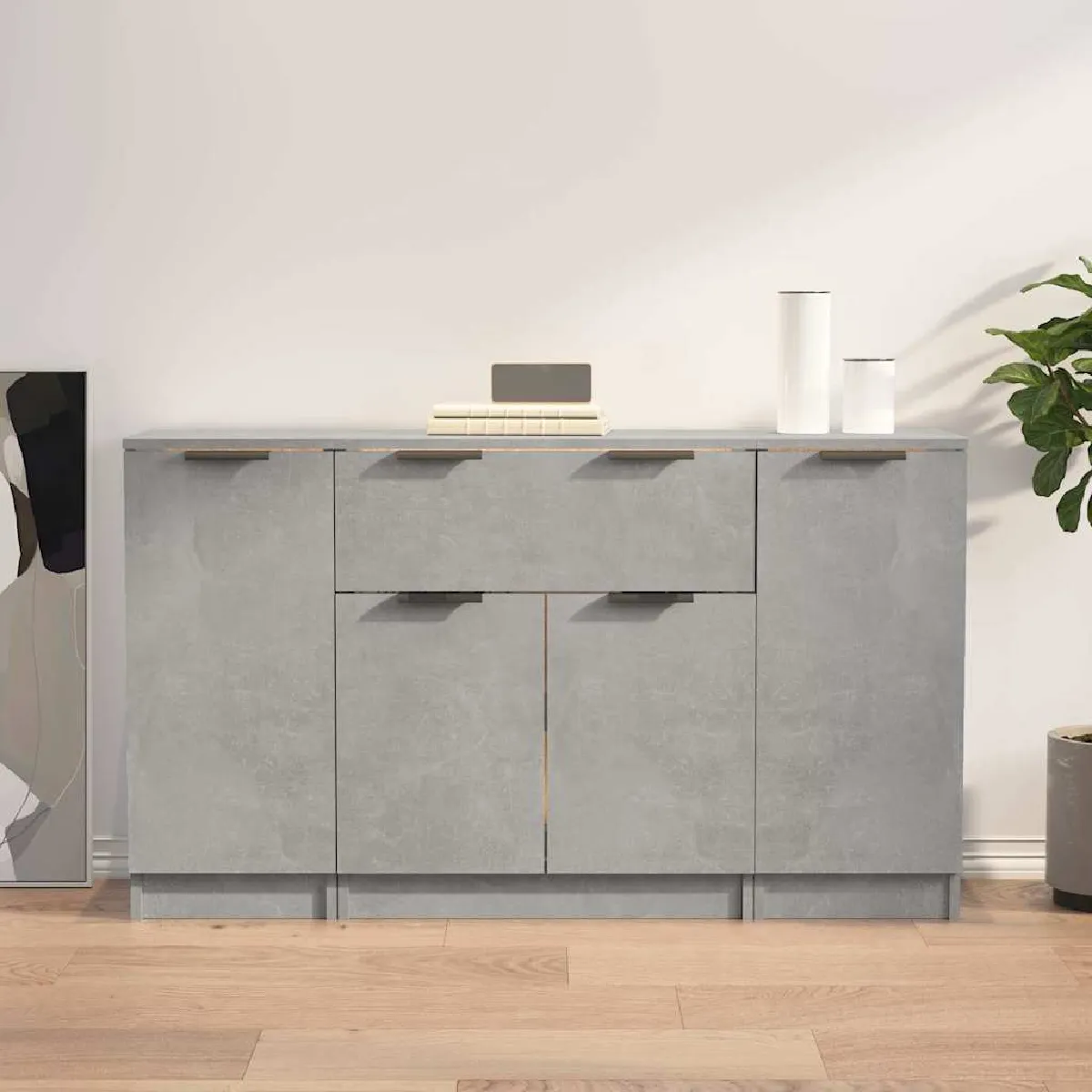vidaXL - Buffet 3 pièces - Meubles de rangement - Gris Béton - Image 3
