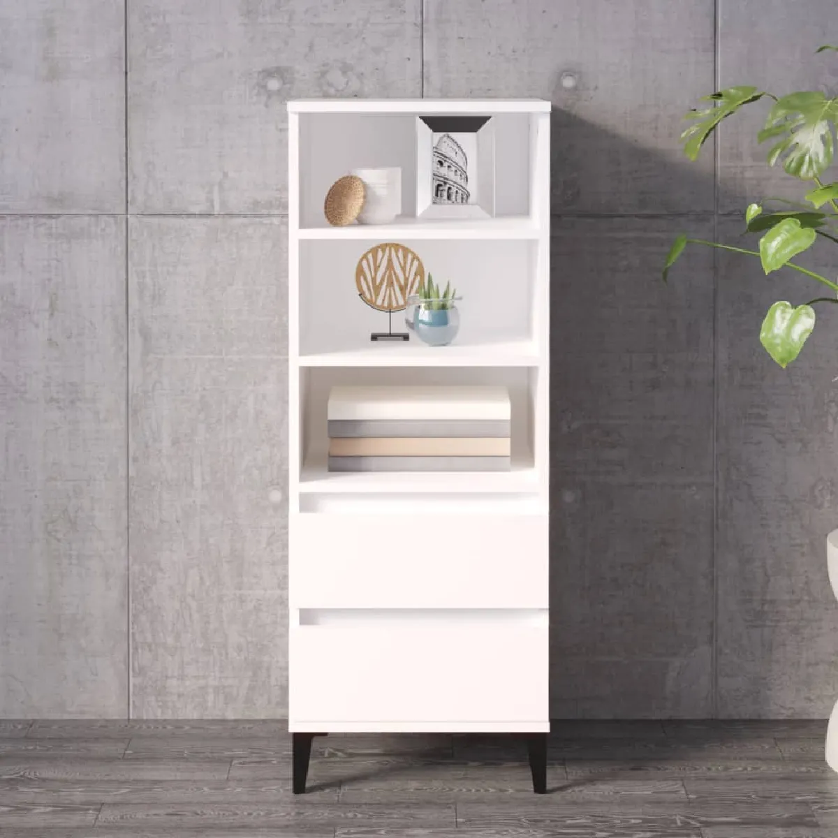 Non Communiqué Blanc Vidaxl Buffet Haut 40X36x110 Cm Bois D'ingénierie821244 - Image 3