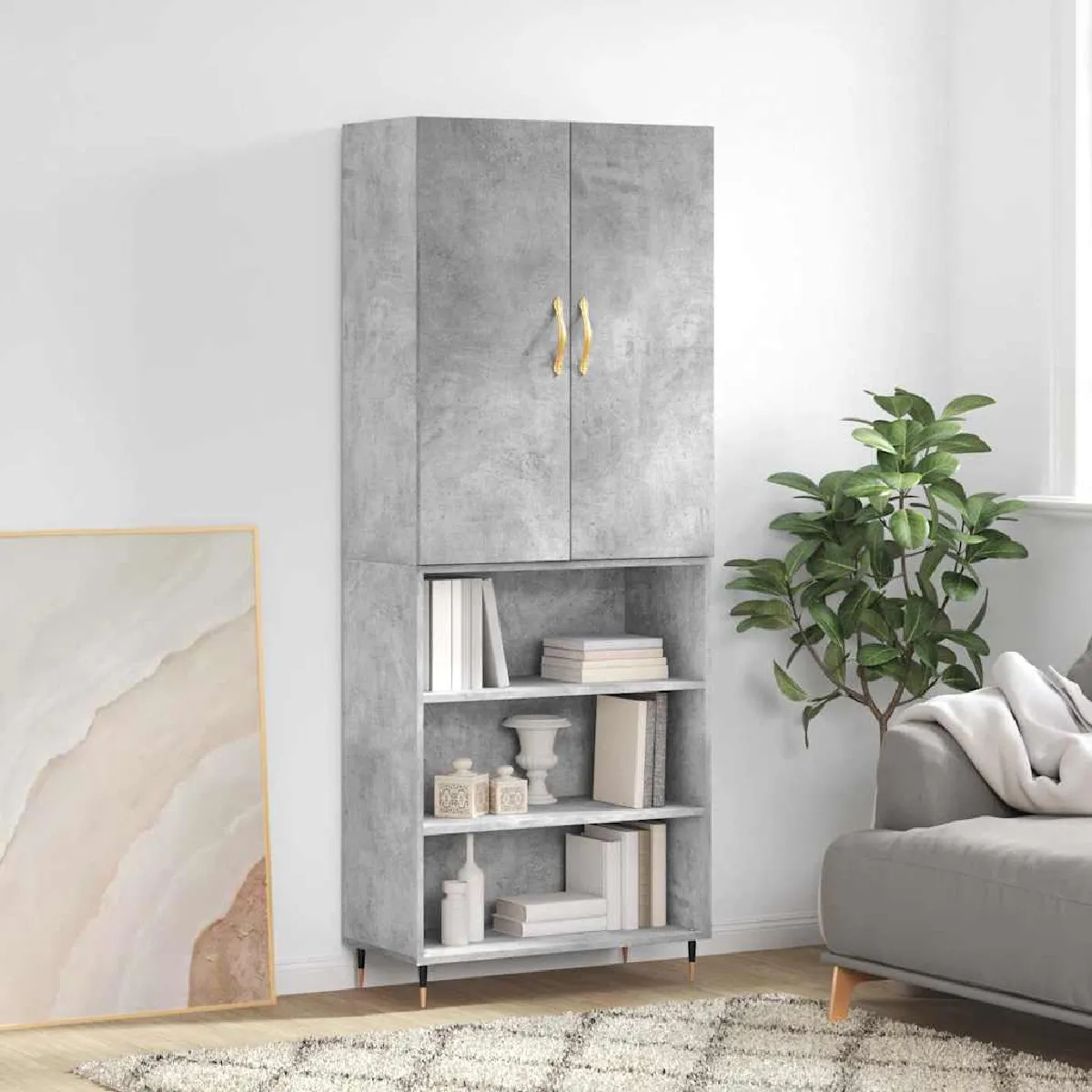 VIDAXL Buffet haut - Gris béton