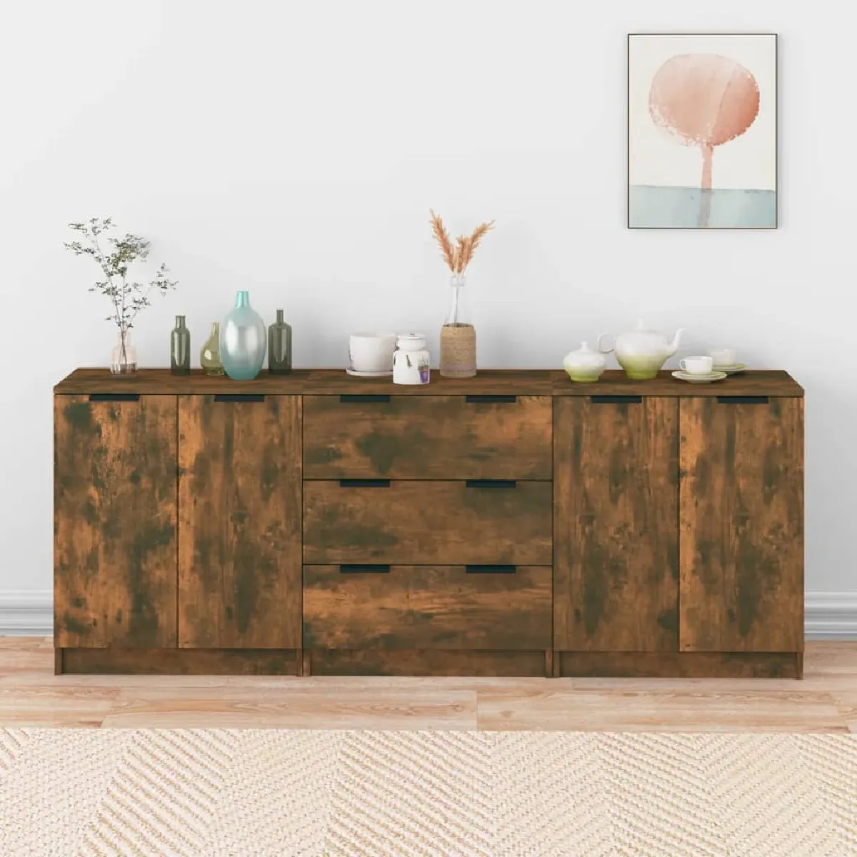 vidaXL Buffets Chêne fumé Lot de 2