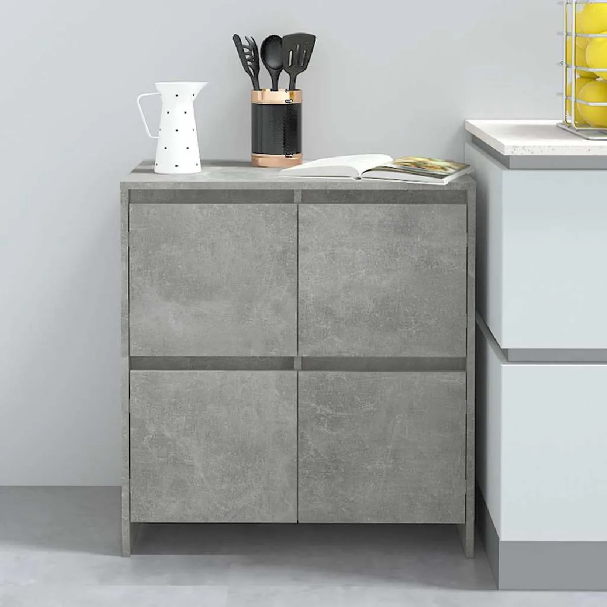 Non Communiqué Gris Vidaxl Buffet Béton 70X41x75 Cm Bois D'ingénierie - Image 3