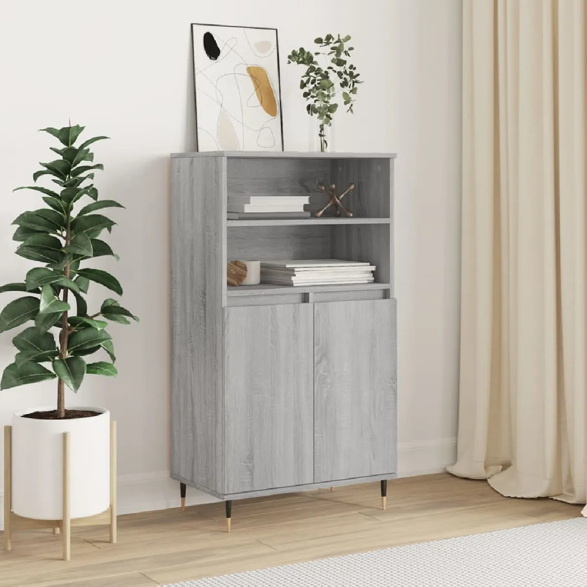 Non Communiqué Gris Vidaxl Buffet Haut Sonoma 60X36x110 Cm Bois D'ingénierie 831482 - Image 3