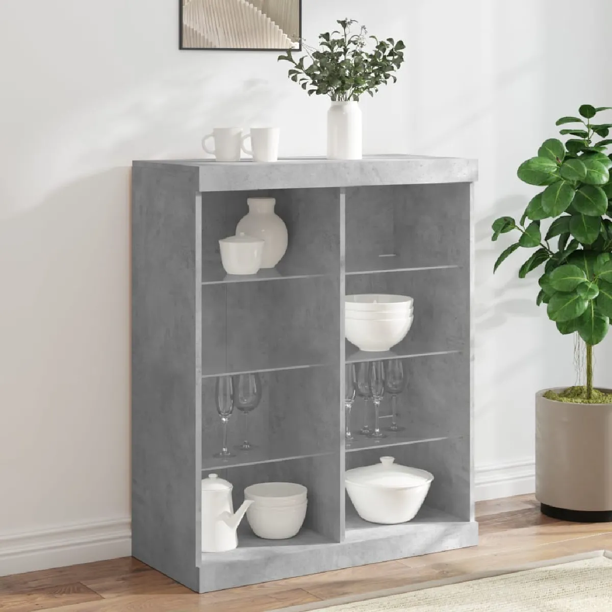 VIDAXL - Buffet - Gris Béton - 81x37x100 cm - Avec Éclairage LED - Image 2