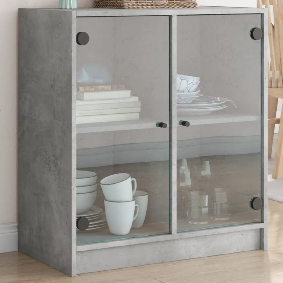 vidaXL Armoire avec portes en verre béton - vue 2