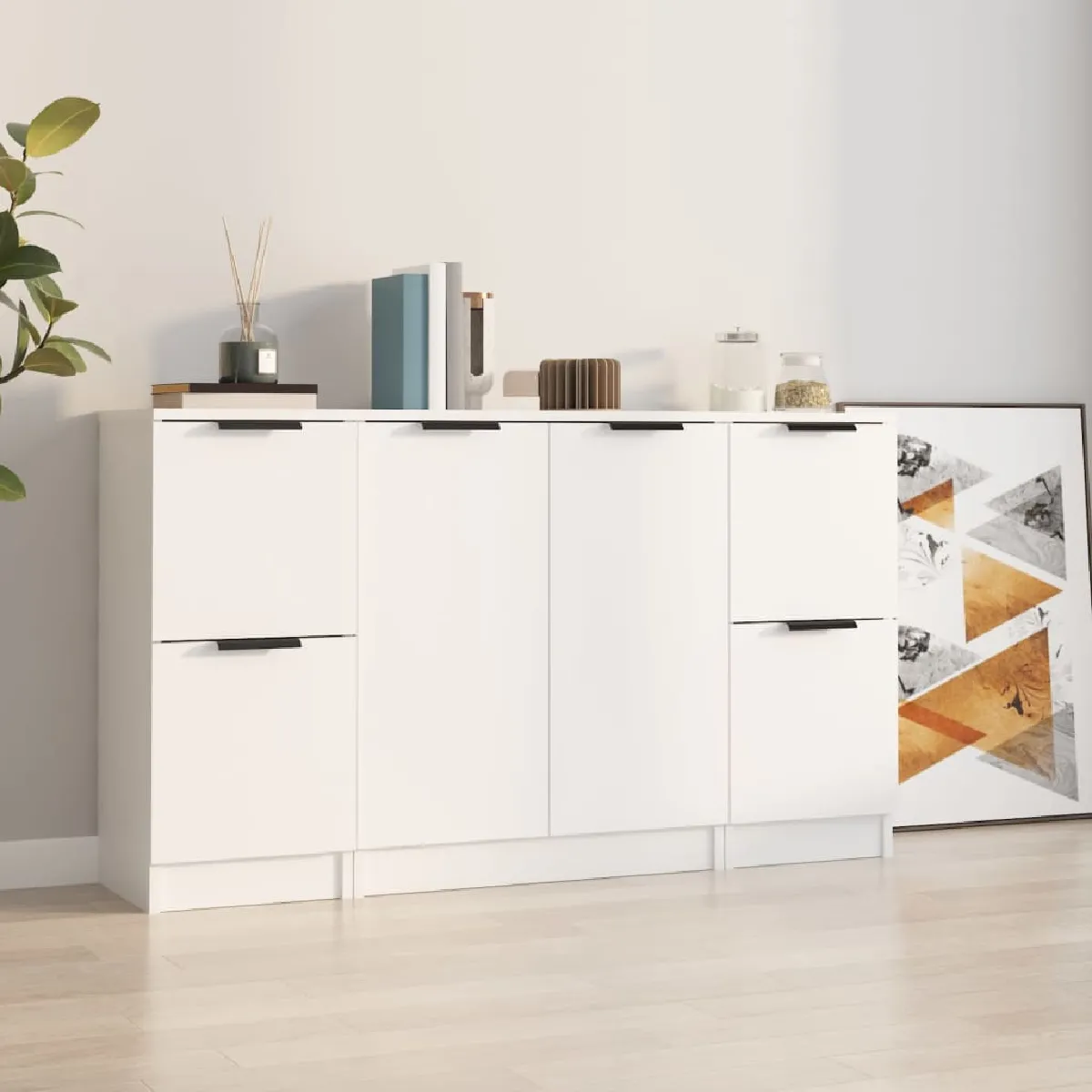 vidaXL Buffets 3 pcs Bois d'ingénierie - vue 2