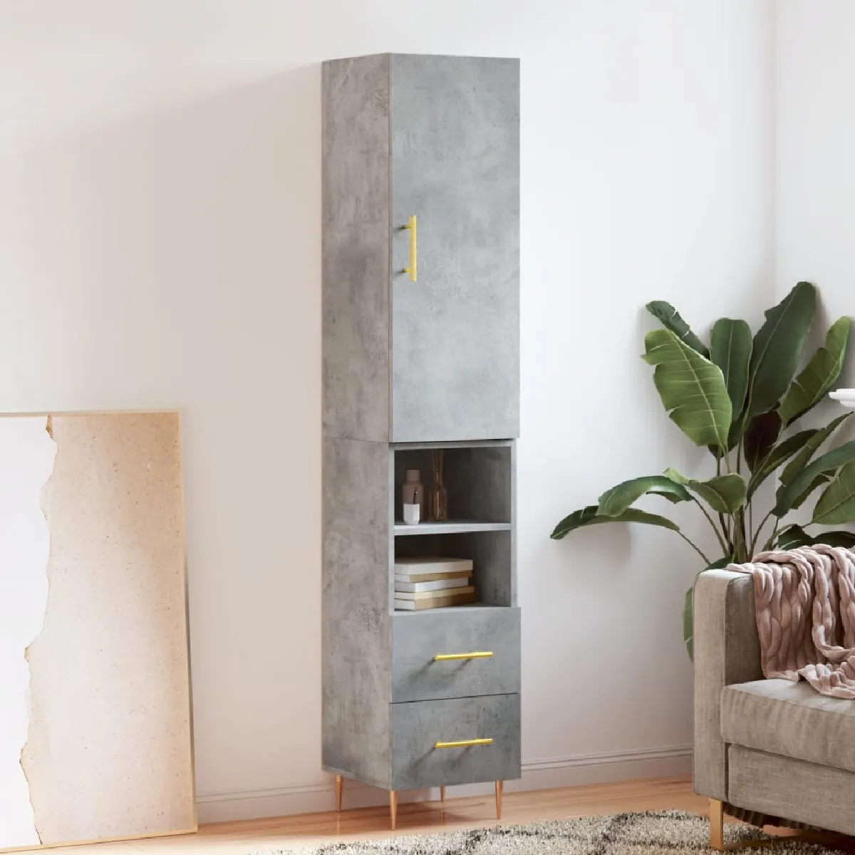 vidaXL Buffet haut - Gris béton