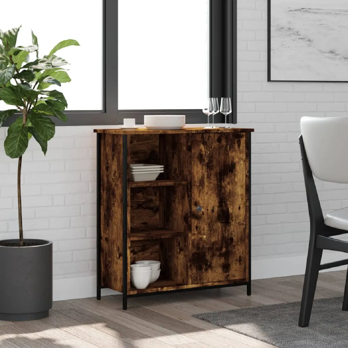 Vidaxl Buffet Chêne Fumé 70x30x80 cm