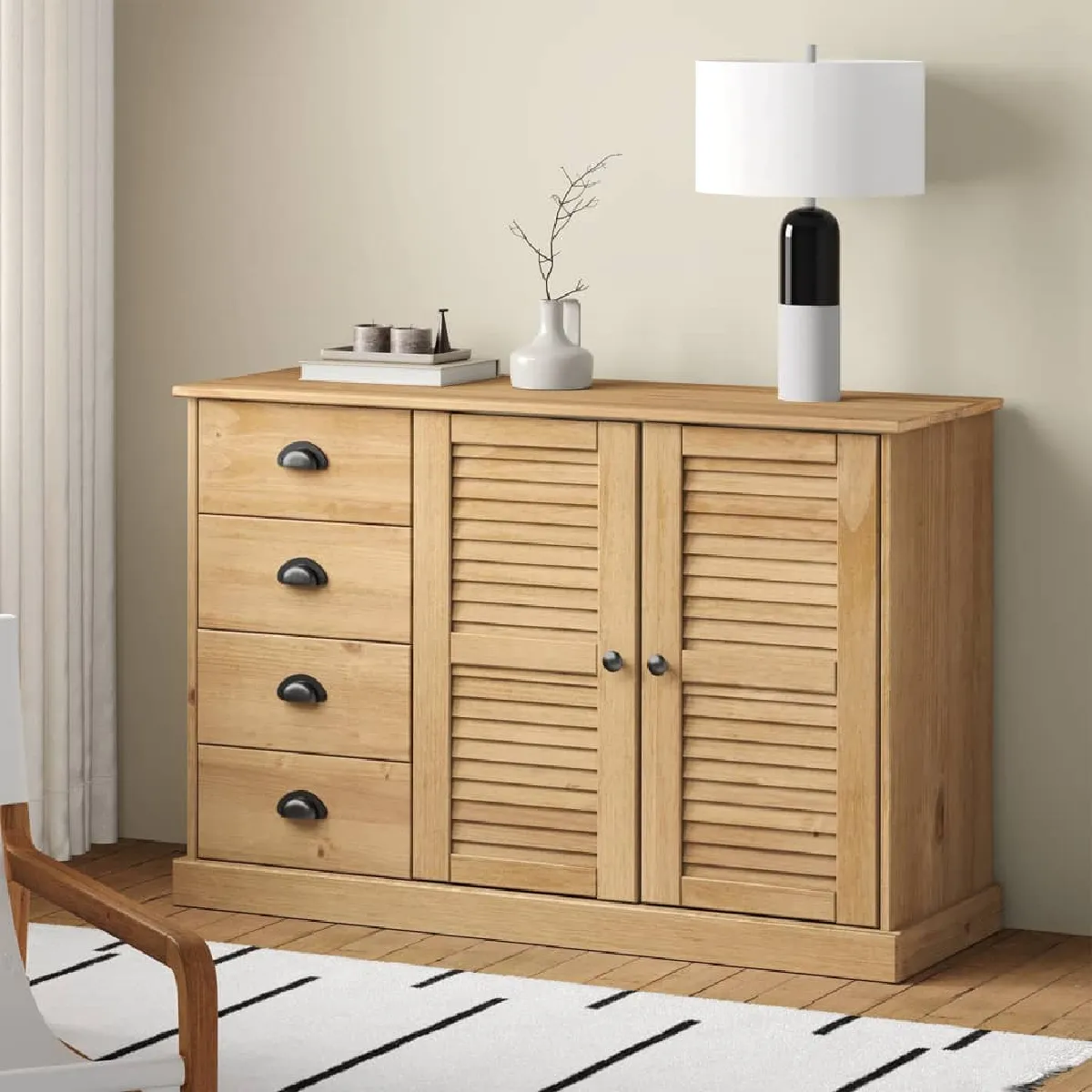 VIDAXL - Buffet - Bois Massif de Pin - Meuble de Rangement Moderne - Image 3