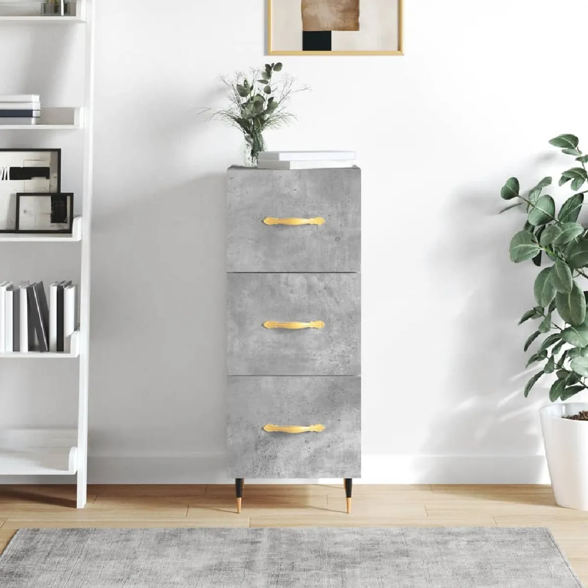 VIDAXL - Buffet - Gris béton - 34,5x34x90 cm - Image 2