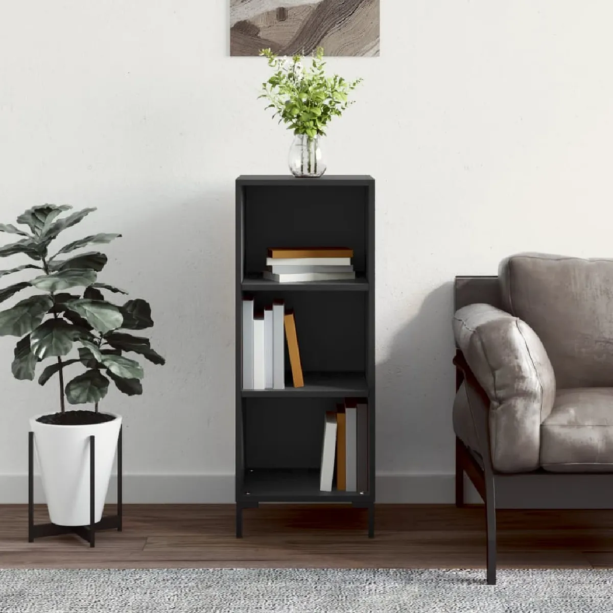 Non Communiqué Noir Vidaxl Buffet 34,5X32,5X90 Cm Bois D'ingénierie828733 - Image 2