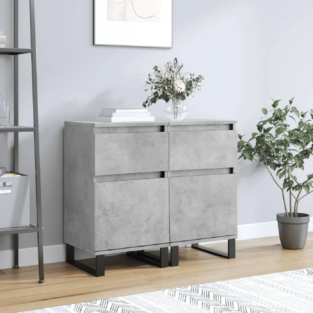 Non Communiqué Gris Vidaxl Buffets 2 Pcs Béton 40X35x70 Cm Bois D'ingénierie831173 - Image 3