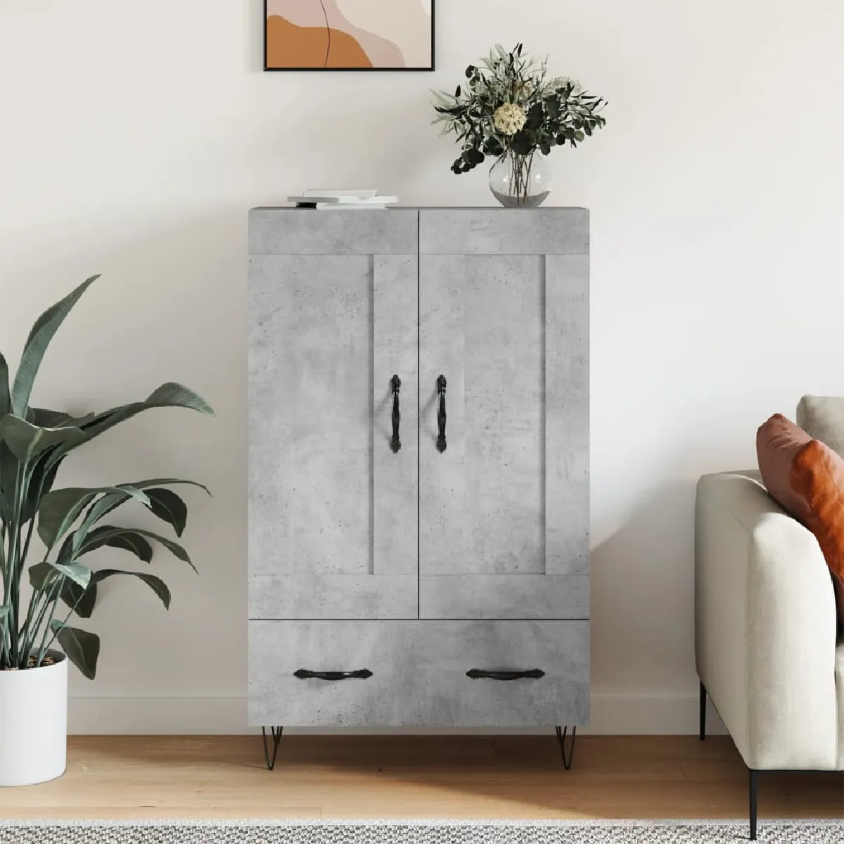 vidaXL - Buffet haut - Gris béton - 69,5x31x115 cm - Image 2