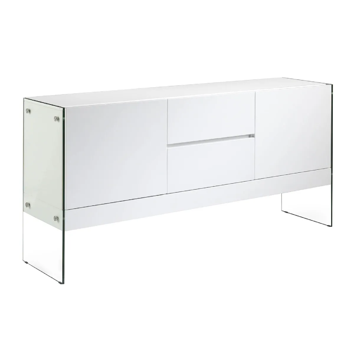 Buffet en bois blanc et verre trempé Buffet en bois blanc et verre trempé