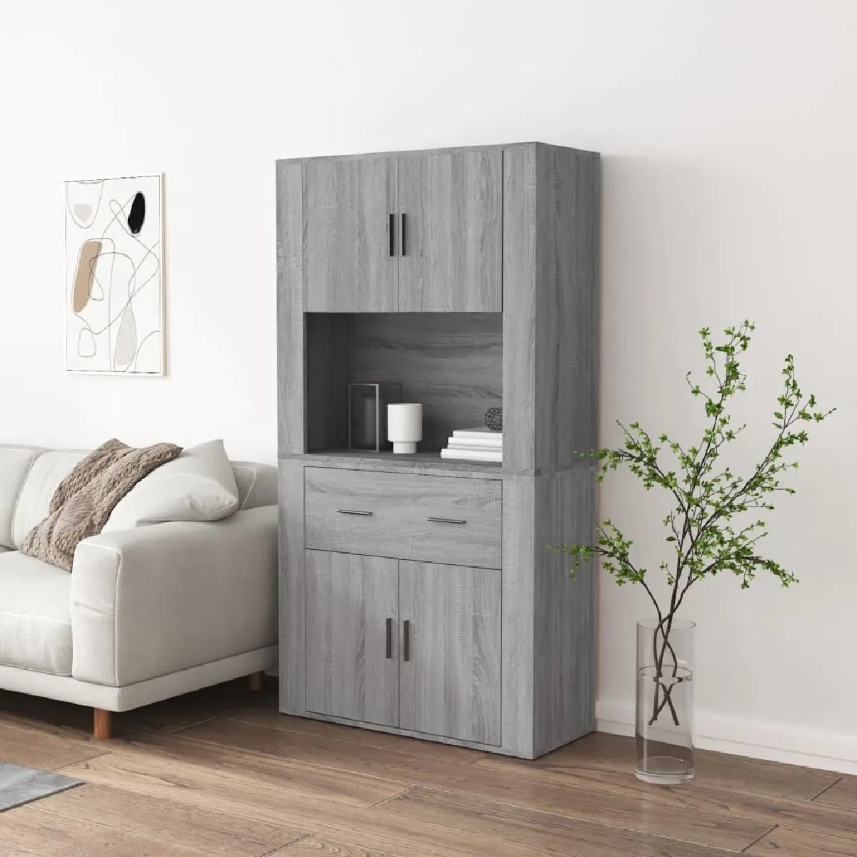 Vidaxl Gris Buffet Haut Sonoma Bois D Ingénierie - Image 3