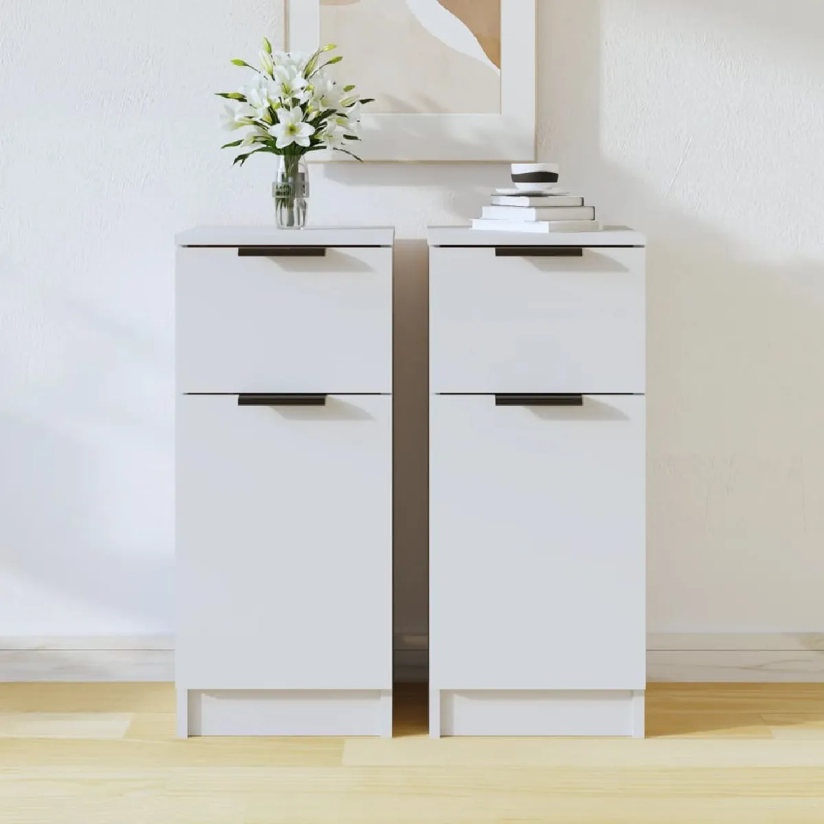 VIDAXL - Buffet - Lot de 2 - Blanc - 30x30x70 cm - Image 3