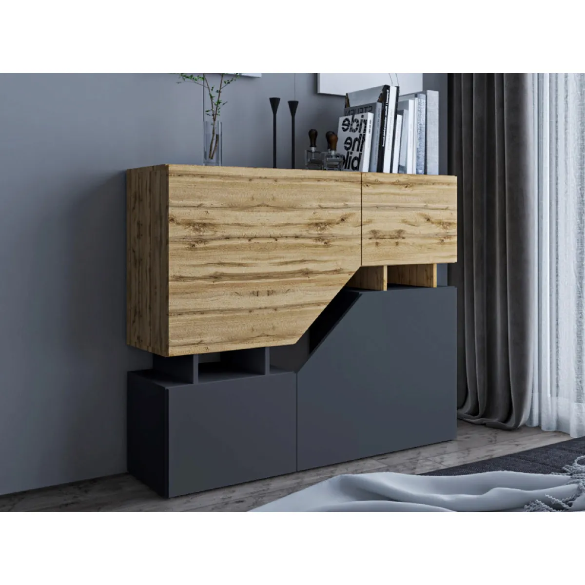 Bestmobilier Buffet haut Pitt - Bois Bestmobilier Buffet haut Pitt - Bois