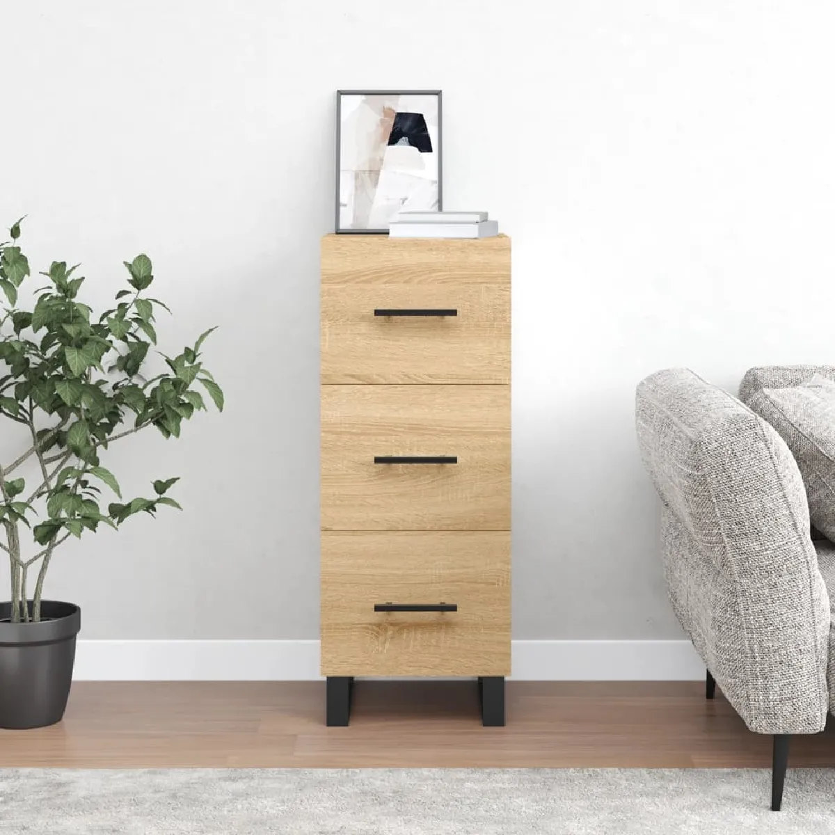 VIDAXL - Buffet - Chêne Sonoma - 34,5x34x90 cm - Image 2