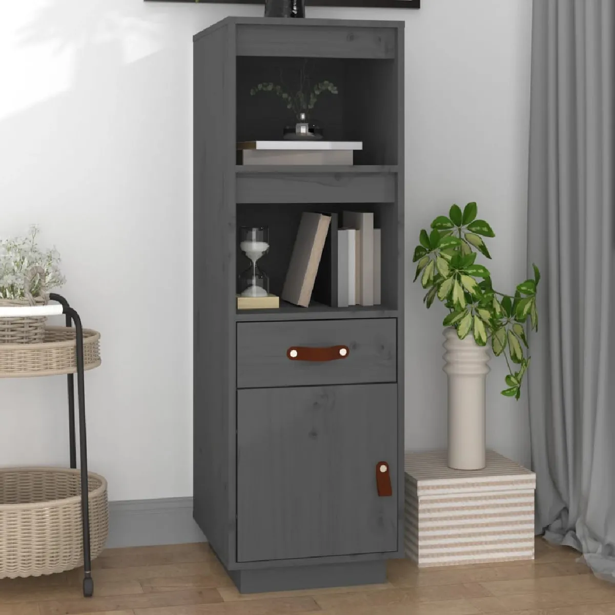 VIDAXL - Buffet haut - Gris - 34 x 40 x 108,5 cm - Image 3