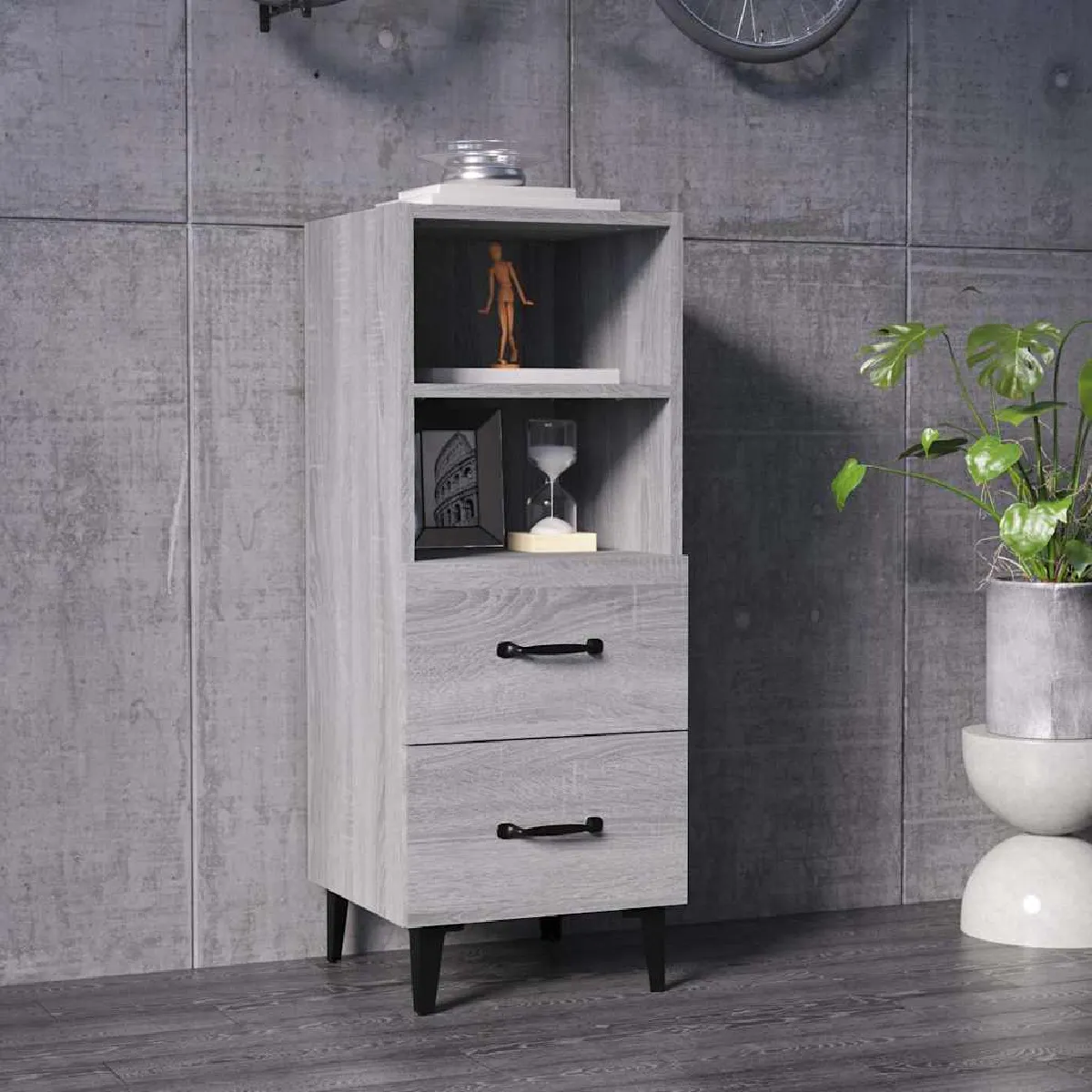 Non Communiqué Gris Vidaxl Buffet Sonoma 34,5X34x90 Cm Bois D'ingénierie817418 - Image 3