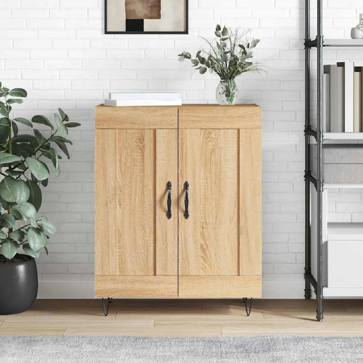 Non Communiqué Marron Vidaxl Buffet, Armoire Latérale, Meuble De Rangement, Organisateur De Salon Salle De Séjour Intérieur, Moderne, Chêne Sonoma Bois D'ingénierie 830191 - Image 3