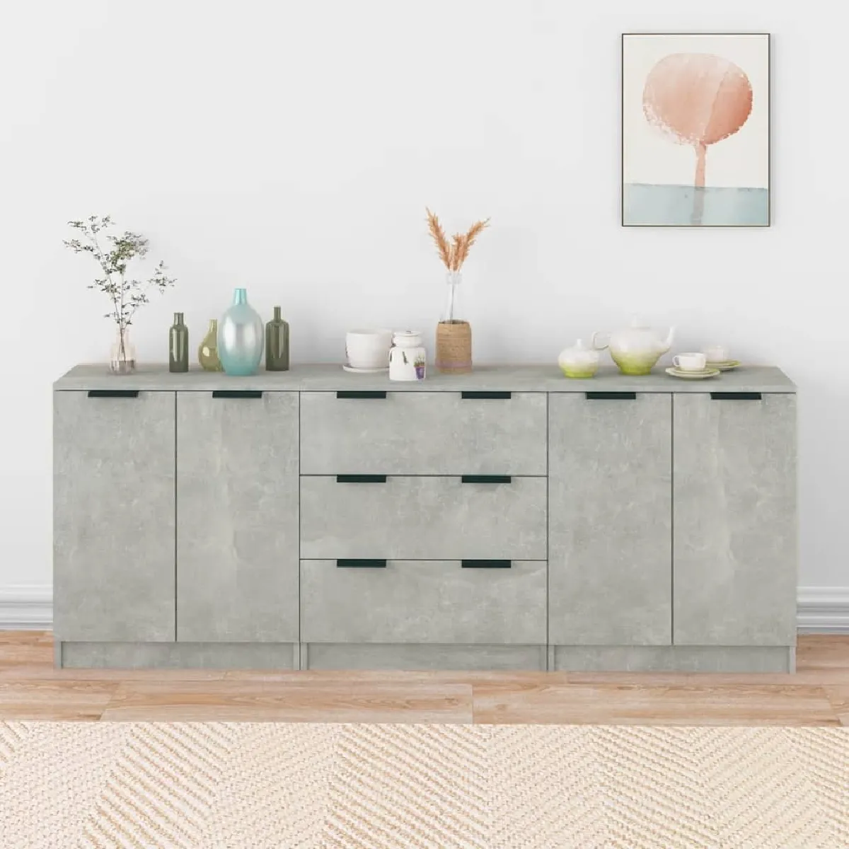 VIDAXL - Buffet - Ensemble de 3 pièces - Gris Béton - Image 3