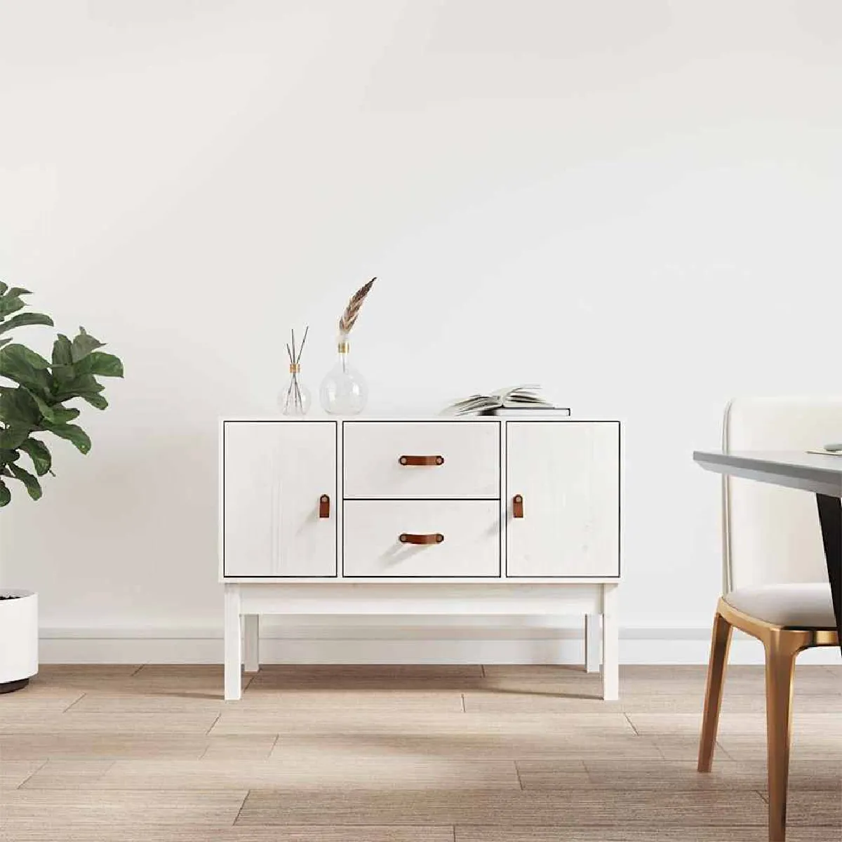 VIDAXL - Buffet - Massif - Blanc - 110x40x78 cm - Image 3