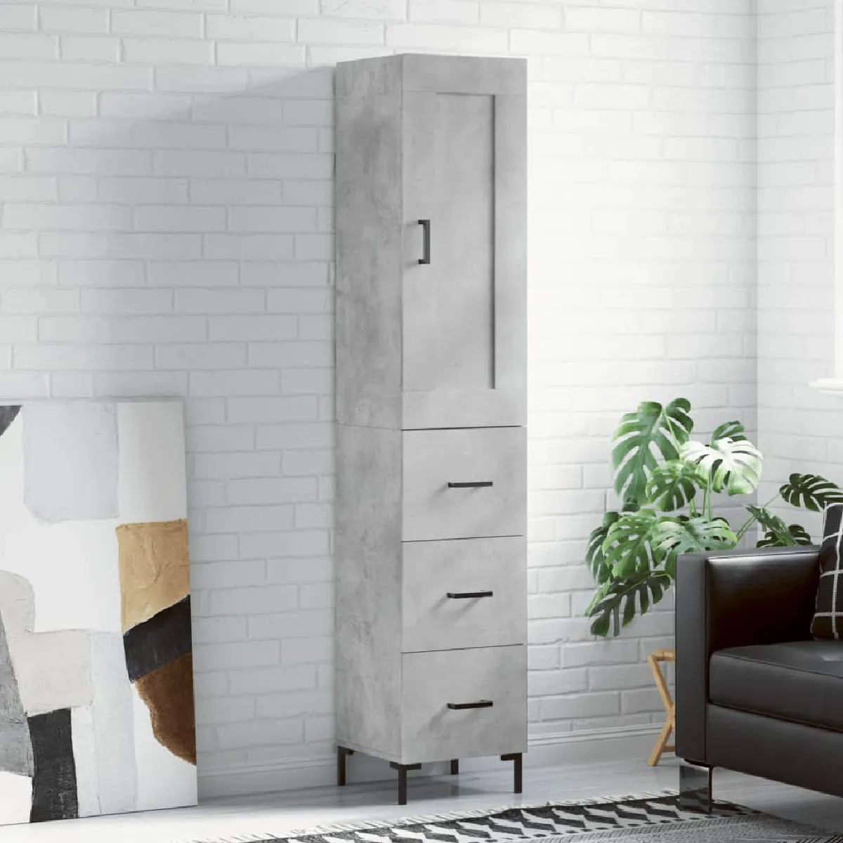 Vidaxl Gris Buffet Haut - Béton
