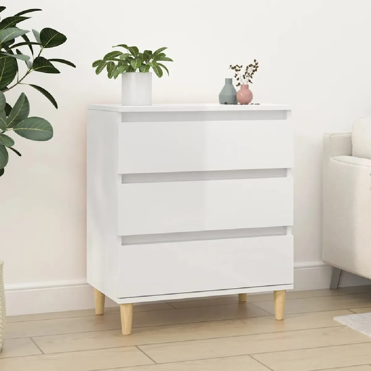 vidaXL Buffet - Blanc brillant