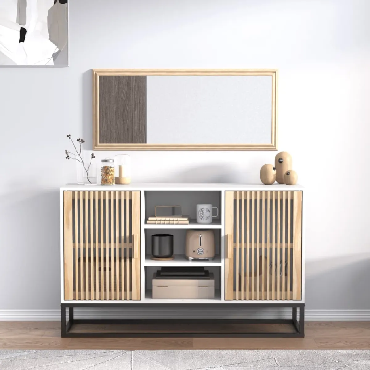 Non Communiqué Blanc Buffet 105X30x65 Cm Bois D Ingénierie - Image 3