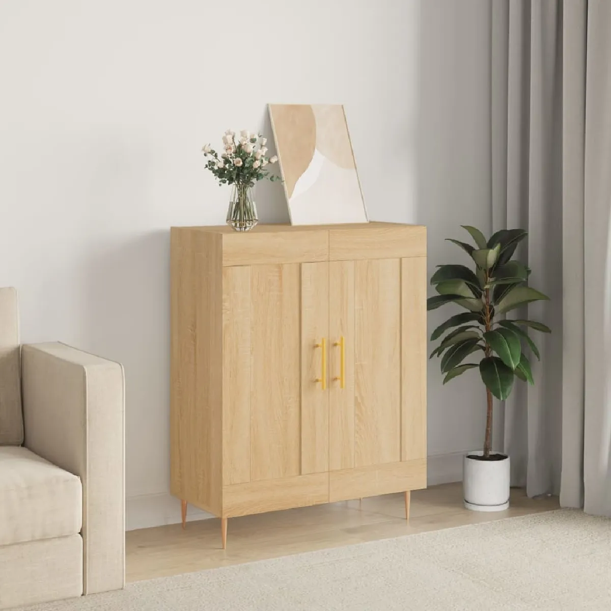 Non Communiqué Marron Vidaxl Buffet, Armoire Latérale, Meuble De Rangement, Organisateur De Salon Salle De Séjour Intérieur, Moderne, Chêne Sonoma Bois D'ingénierie 830183 - Image 3