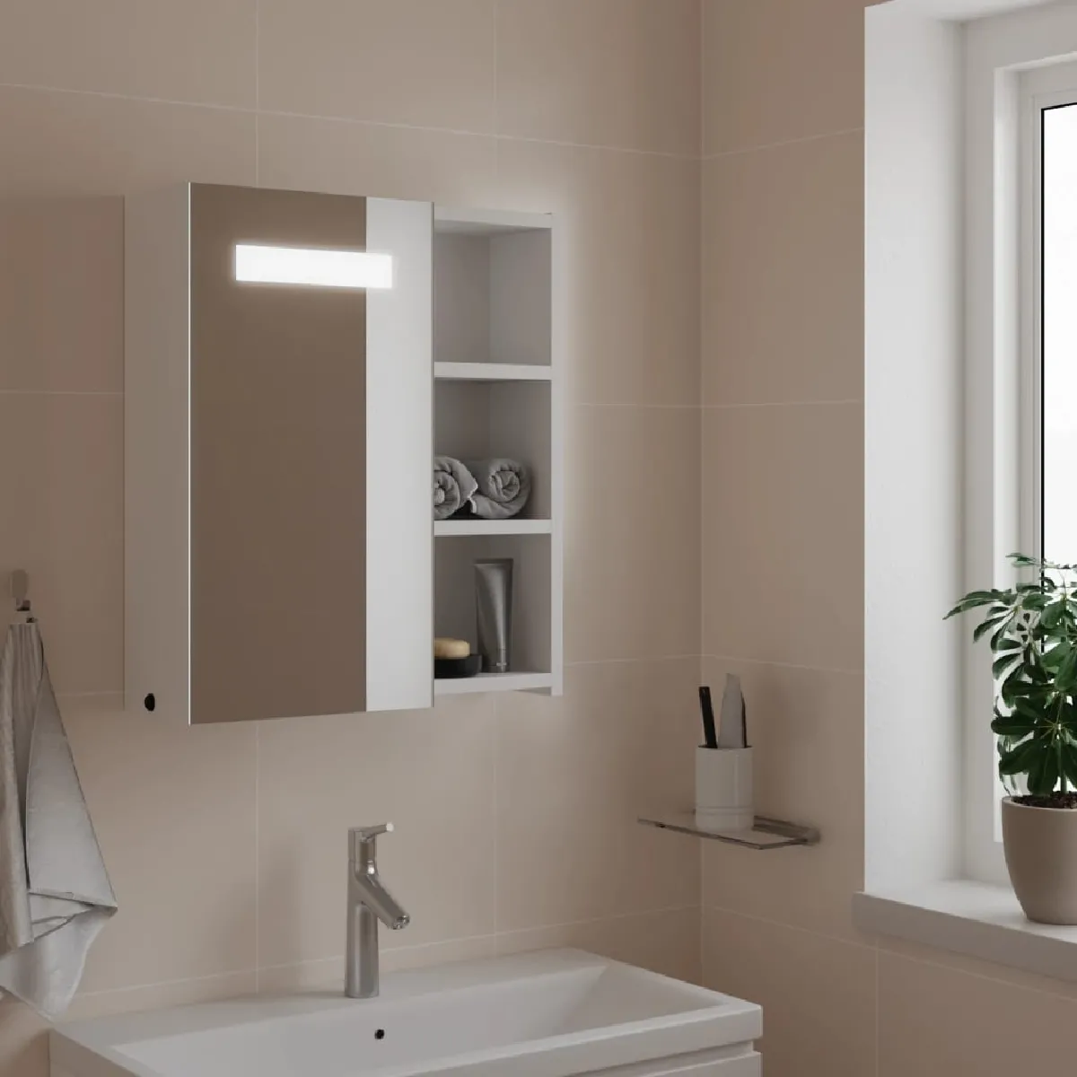VIDAXL Armoire salle de bain à miroir LED - vue 2