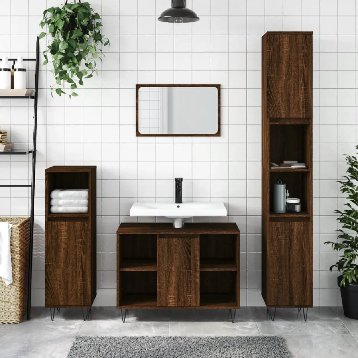 vidaXL Armoire de bain chêne
