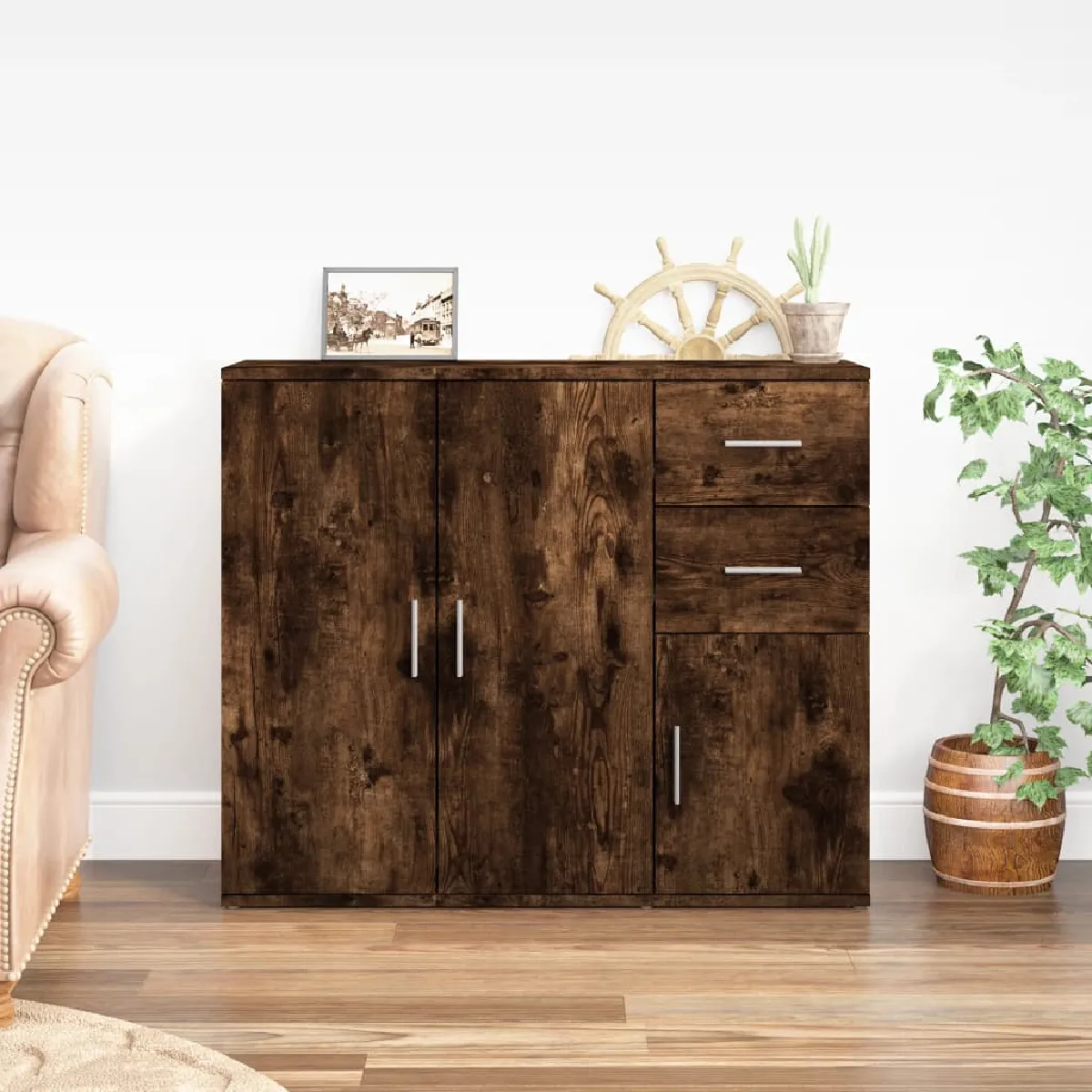 Non Communiqué Ch Buffet Êne Fumé 91X29,5X75 Cm Bois D Ingénierie - Image 3