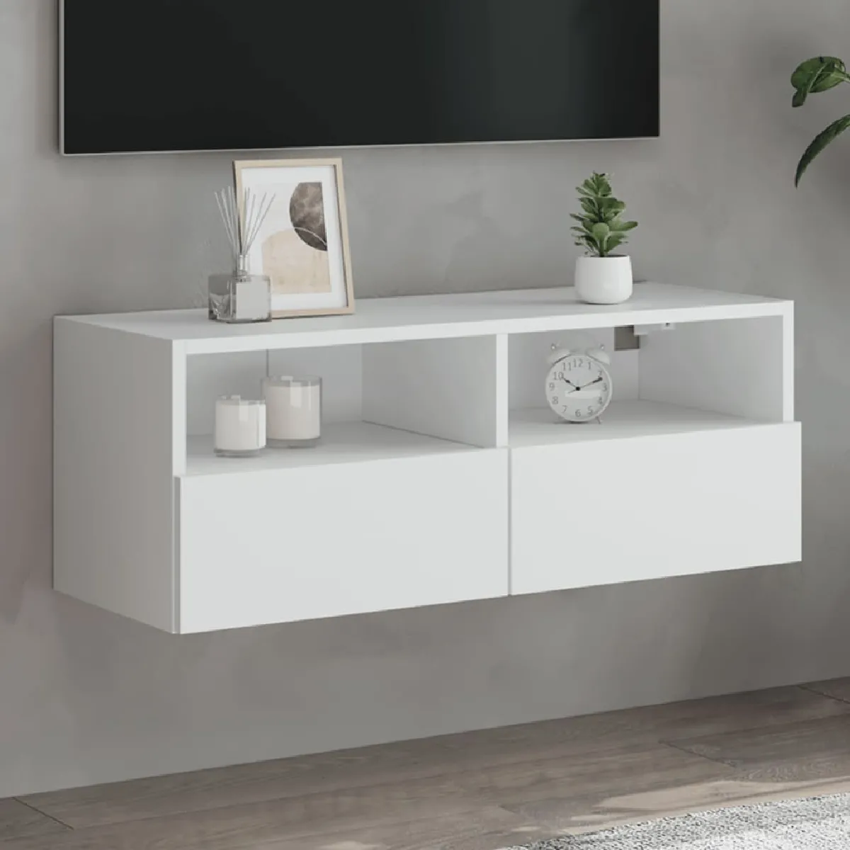 VIDAXL - Meuble TV mural - 80x30x30 cm - Blanc - Image 2