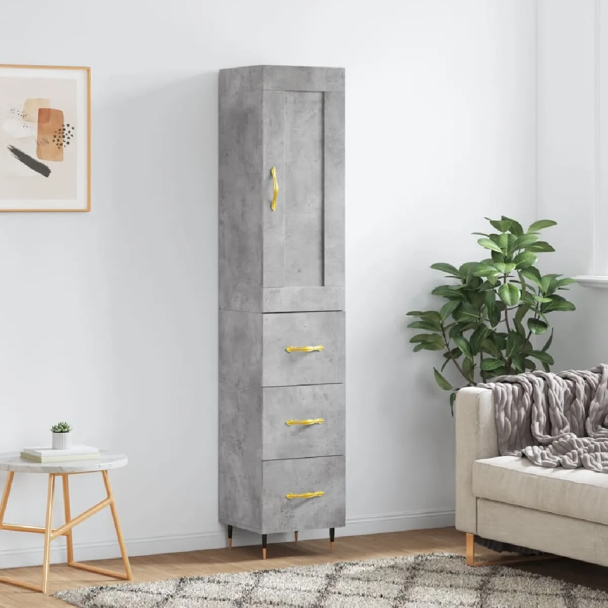 Vidaxl Gris Buffet Haut Béton
