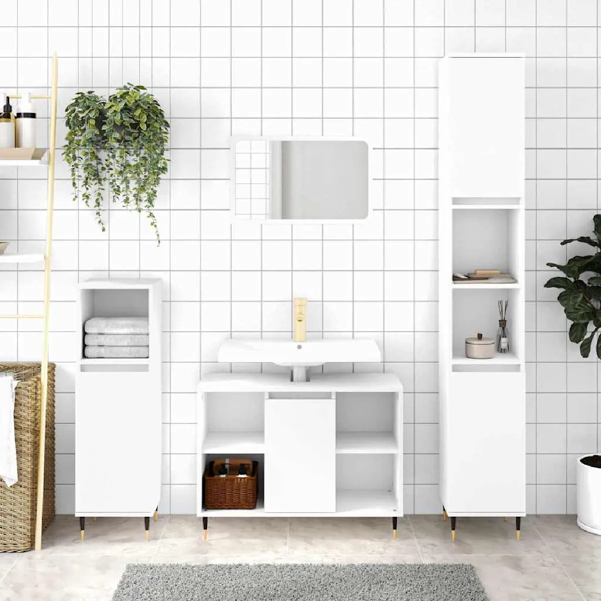 vidaXL Armoire salle de bain 30x30x100 cm - vue 2