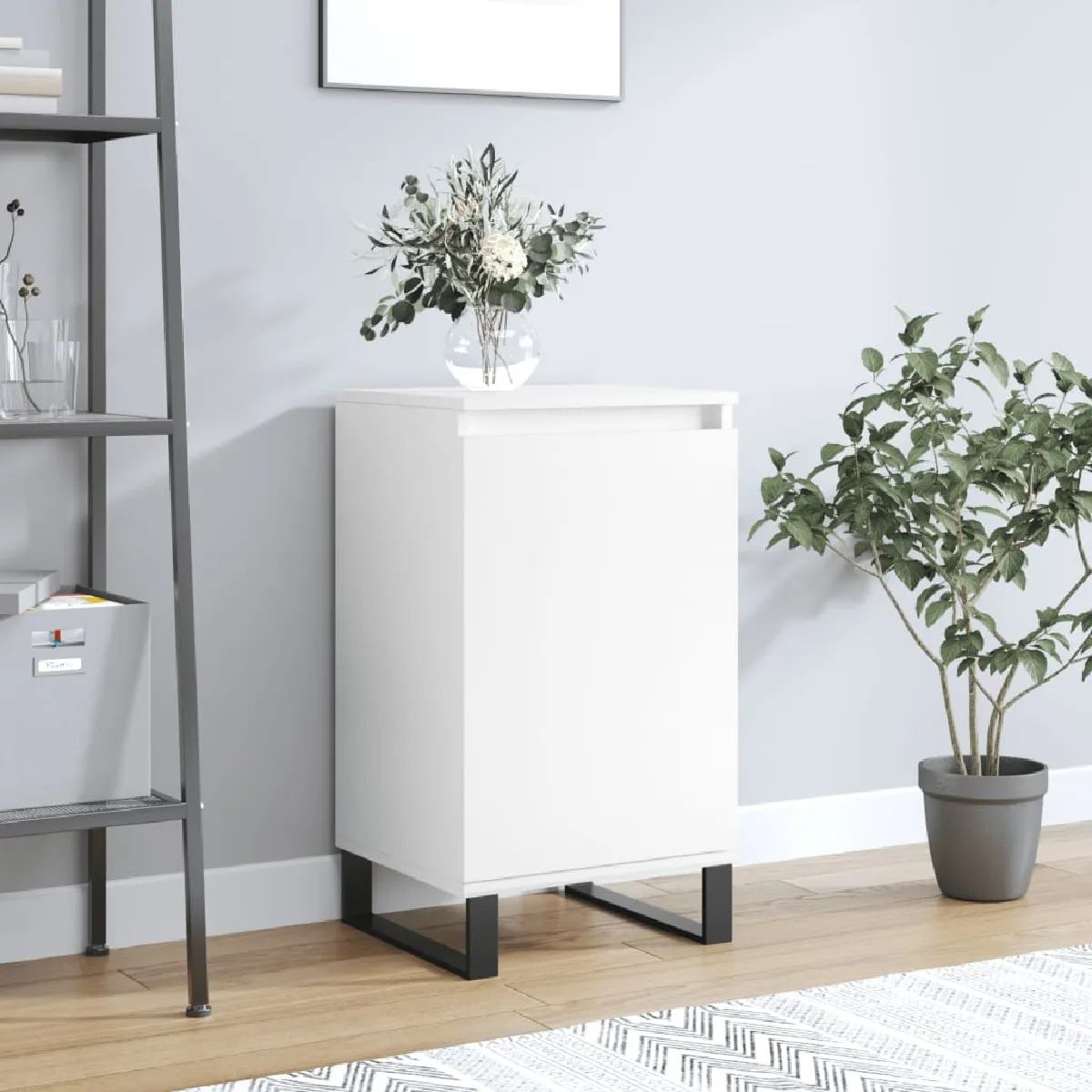 Non Communiqué Blanc Vidaxl Buffet, Armoire Latérale Avec Porte Et 2 Compartiments, Meuble De Rangement Avec Pieds Salle De Séjour, Moderne, Bois D’ingénierie - Image 2